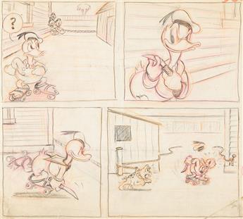 DISNEY STUDIOS Donald Duck and Nephews comic strip gag idea.